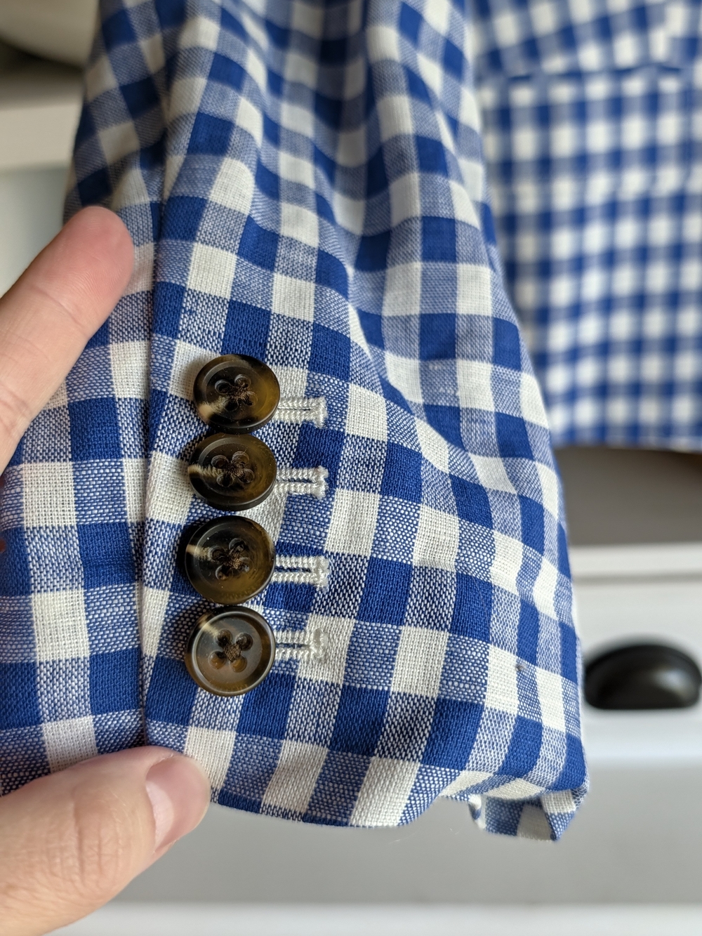 J.Crew Factory Gingham Schoolboy Linen Blazer Blue White Size 8 NWT - Picture 9 of 11